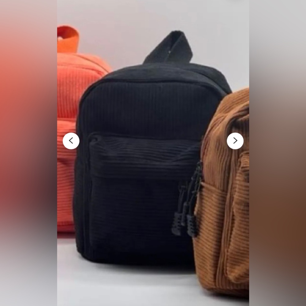 🎒 NWT! Black Corduroy Mini Backpack 🎒